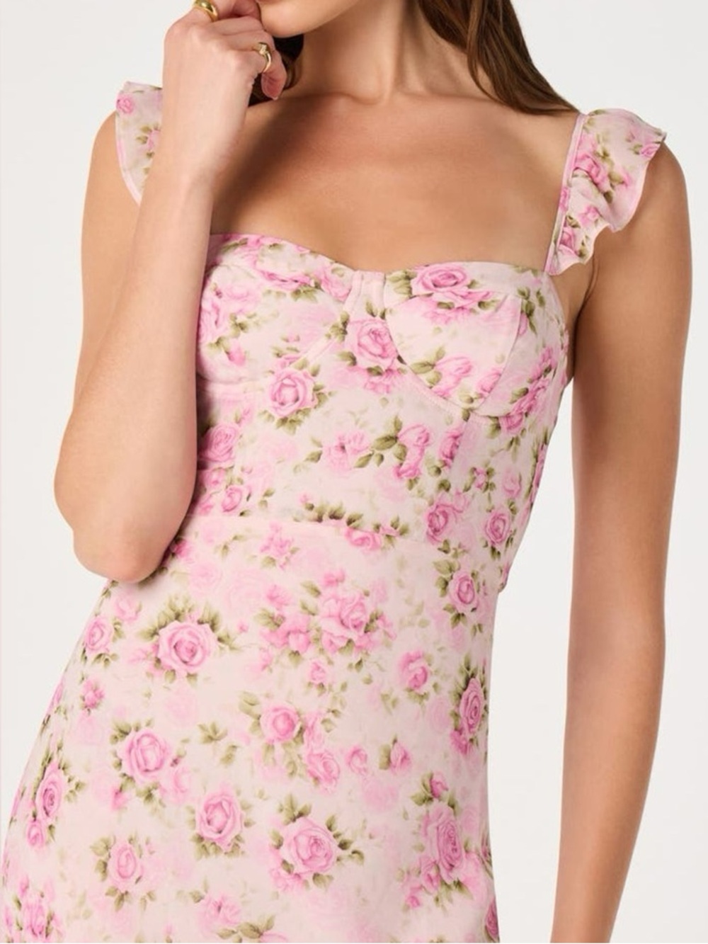 ASTR The Label Alcina Polka Dot Maxi Dress Pink Multi Floral - Picture 6 of 14